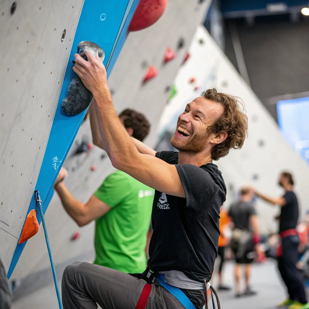 John Smith smiling at a climbing event